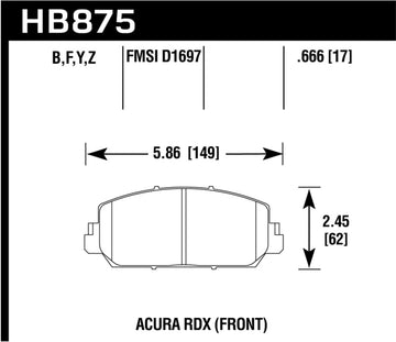 Pastillas de freno delanteras Hawk 14-17 Acura RDX/RLX HPS Street