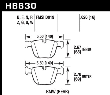 Hawk 04-10 BMW 535i/545i/550i / 04-10 645Ci/650i/02-09 745i/745Li/750 Pastillas de freno de calle de cerámica Perf