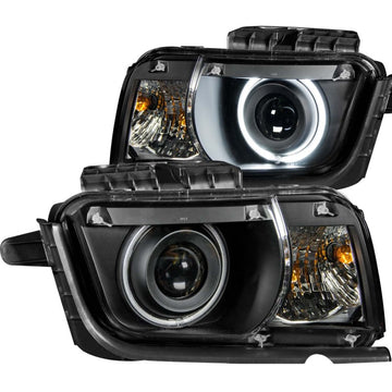 ANZO 2010-2013 Chevrolet Camaro Proyector Faros delanteros con Halo Negro (CCFL)