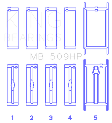 King Engine Bearings Chevrolet 400 V8 Crankshaft Main Bearing Set (Set of 5)