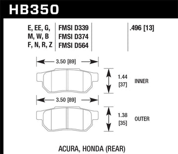 Hawk 90-01 Acura Integra (excl Type R) / 98-00 Civic Coupe Si Performance Ceramic Street Freno trasero