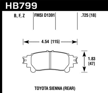 Pastillas de freno traseras Hawk 14-16 Toyota Highlander HPS