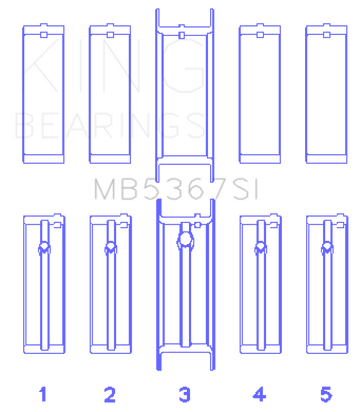 King Engine Bearings GMC 2.4L (146cu) I4 Ecotec Main Bearing Set - (Size 0.25 Oversized)