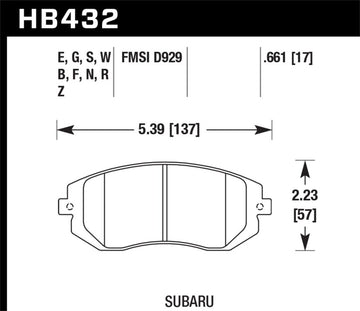 Hawk 03-05 WRX / 08 WRX D929 DTC-60 Pastillas de freno delanteras de carrera