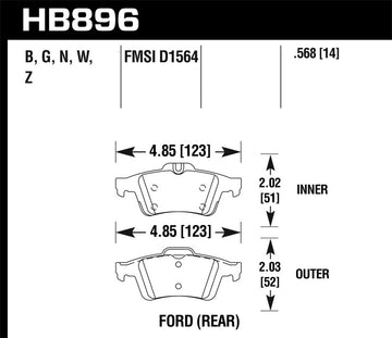 Pastillas de freno traseras Hawk 16-18 Ford Focus HPS 5.0