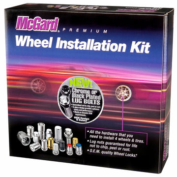 McGard Kit de instalación hexagonal de 5 lengüetas con cerraduras (perno de asiento cónico) M14X1,25 / 17 mm hexagonal / vástago de 27,5 mm L. - Negro