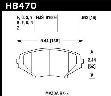Hawk 08-10 Mazda RX-8 Grand Touring/Sport/Touring / 04-07 RX-8 DTC-60 Pastillas de freno delanteras de carrera