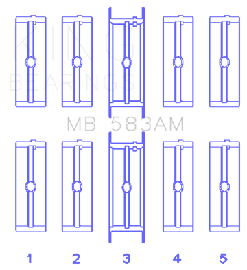 King Engine Bearings Ford 239/256/272/292 (Size .010) Crankshaft Main Bearing Set
