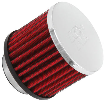 Filtro de ventilación del cárter con base de goma con acabado cromado de K&amp;N de 1,5 pulgadas de diámetro interior x 3 pulgadas de diámetro exterior x 2,5 pulgadas de alto