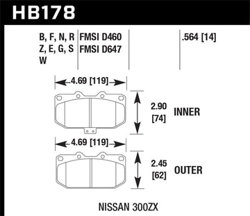Hawk 06-07 WRX / 89-96 Nissan 300ZX / 89-93 Skyline GT-R Almohadillas delanteras de cerámica de alto rendimiento