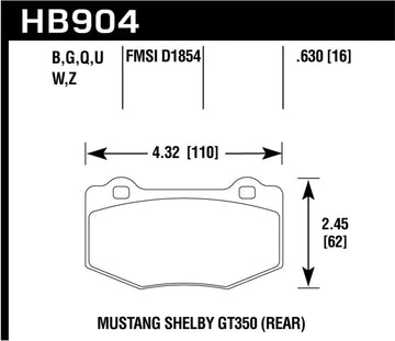 Pastillas de freno traseras Hawk 15-17 Ford Mustang HPS 5.0