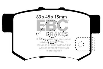 EBC 10-12 Acura RDX 2.3 Turbo Pastillas de freno traseras Yellowstuff