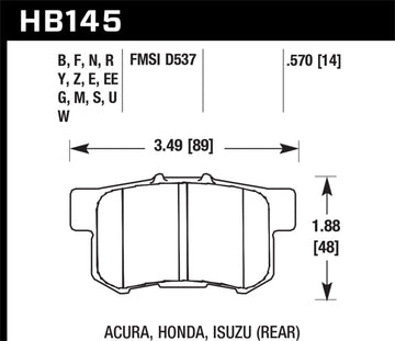 Pastillas de freno traseras Hawk 1997-1997 Acura CL 2.2 HPS 5.0