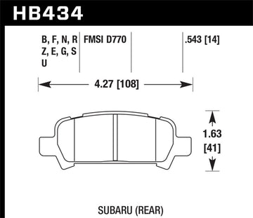 Hawk 02-03 WRX / 05-08 LGT D770 Pastillas de freno traseras de cerámica de alto rendimiento