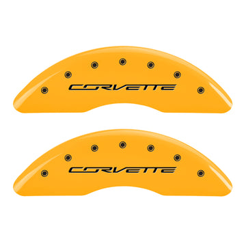 MGP 4 Caliper Covers Engraved Front & Rear C7/Corvette Yellow finish black ch