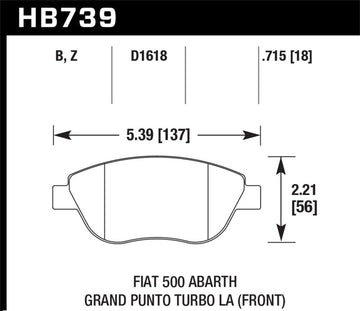 Hawk 2013 Fiat 500 Abarth Pastillas de freno delanteras HPS 5.0 Street
