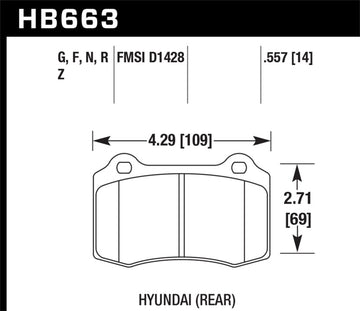 Hawk 10 Hyundai Genesis Coupe (pista con frenos Brembo) Performance Ceramic Street 14 mm Freno trasero Pa