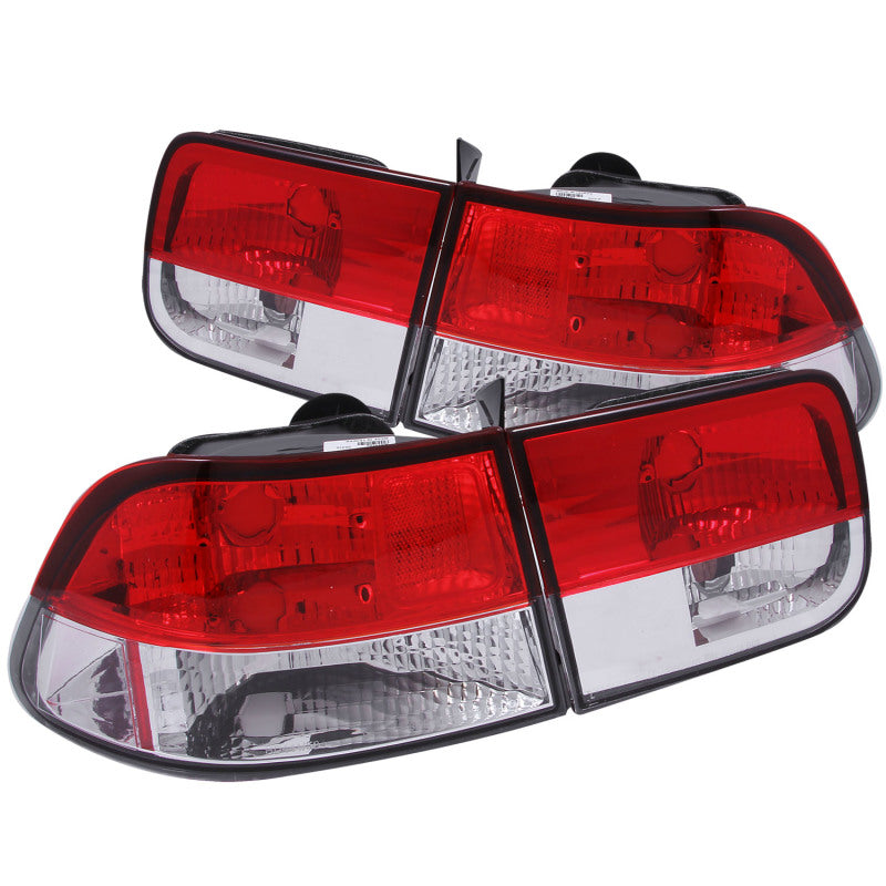 ANZO 1996-2000 Honda Civic luces traseras rojas/transparentes