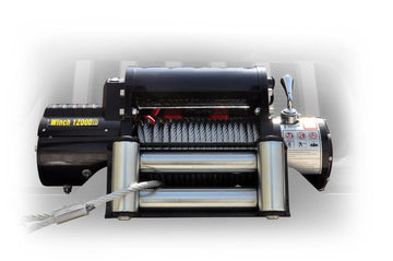 Cabrestante DV8 Offroad de 12000 LB con cable de acero y control remoto inalámbrico - Negro