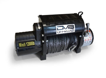 Cabrestante DV8 Offroad de 12000 LB con cable sintético y control remoto inalámbrico - Negro