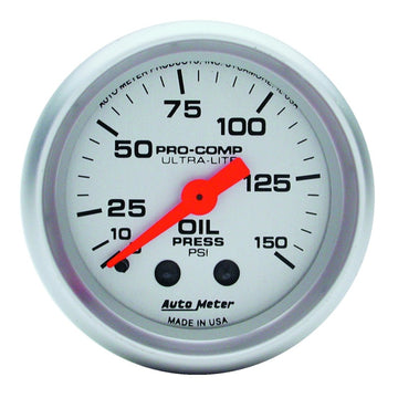 Autometer Ultra-Lite 52 mm 0-150 PSI Medidor de presión de aceite mecánico