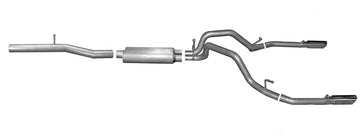 Gibson 15-18 Chevrolet Silverado 1500 LS 5.3L 3in/2.25in Escape dividido doble con respaldo de gato - Aluminizado