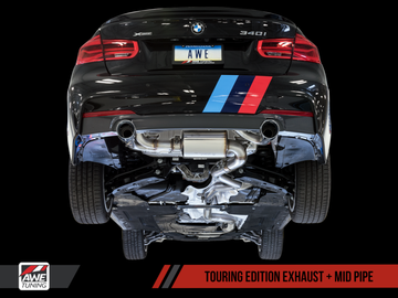 AWE Tuning BMW F3X 340i Touring Edition Escape con eje trasero - Puntas negras diamante (102 mm)