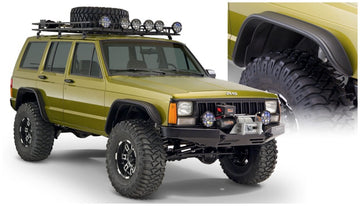 Bushwacker 84-01 Jeep Cherokee bengalas estilo plano 4 piezas - negro