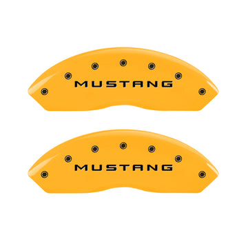 MGP 4 Caliper Covers Engraved Front Mustang Rear Bar & Pony Yellow Finish Blk Char 2004 Ford Mustang