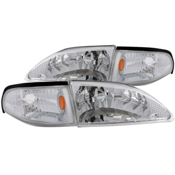 ANZO 1994-1998 Ford Mustang Crystal Faros delanteros cromados
