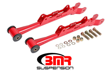 BMR 10-15 Camaro de quinta generación Chrome Moly sin ajuste. Brazos de control inferiores traseros (Delrin) - Rojo