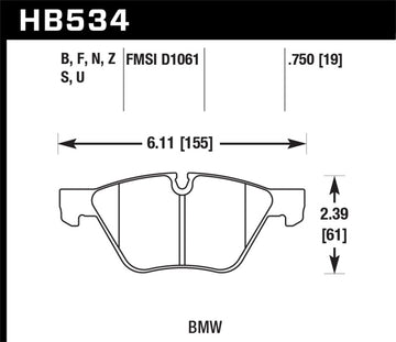 Hawk 09-11 BMW Z4 / 04-05 525I / 08-11 128I / 06 325I/325XI / 07 328I/328XI HPS Freno delantero de calle P
