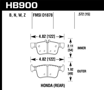 Pastillas de freno traseras de cerámica Hawk 16-17 Honda Civic Performance