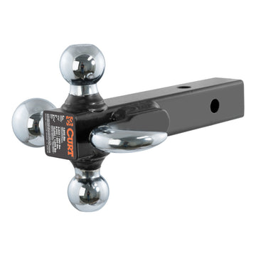 Soporte de bolas múltiples Curt con gancho (vástago sólido de 2 pulgadas, bolas cromadas de 1-7/8 pulgadas, 2 pulgadas y 2-5/16 pulgadas)