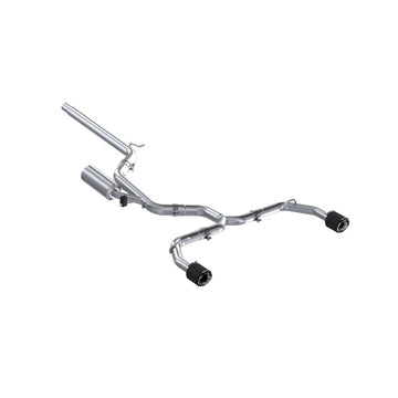 MBRP 2022 VW Golf GTI MK8 T304 SS Escape Cat-Back de 3 pulgadas, parte trasera doble dividida de 2.5 pulgadas con puntas de fibra de carbono