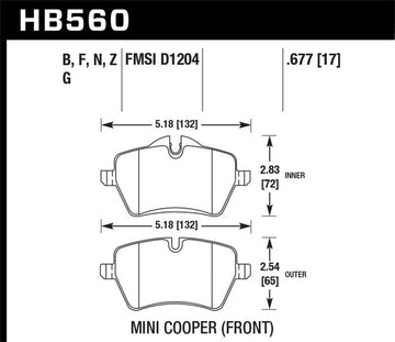 Pastillas de freno delanteras Hawk 06-15 Mini Cooper DTC-60 Race