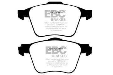 EBC 11+ Volvo S60 2.5 Turbo T5 (rotores delanteros de 315 mm) Pastillas de freno delanteras Redstuff