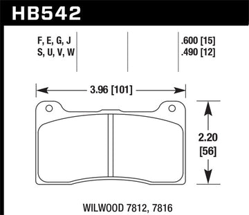 Pastillas de carrera traseras Hawk Wilwood 7816 con pinza de 12 mm DTC-30