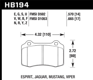 Hawk 2005-2005 Volvo S40 I HPS 5.0 Pastillas de freno traseras