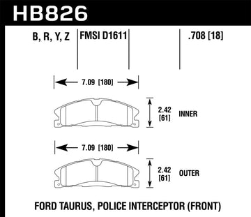 Pastillas de freno delanteras Hawk 13-16 Ford Taurus SHO / 13-16 Lincoln MKS HPS 5.0