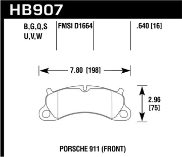Hawk 2016 Porsche 911 Carrera S HPS 5.0 Pastillas de freno delanteras