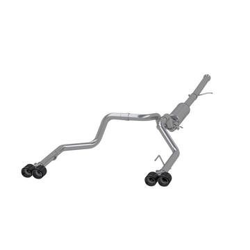 MBRP 19-21 Chevy Silverado 1500 6.2L 2.5in Parte trasera de gato doble dividida con puntas de fibra de carbono cuádruples - T304