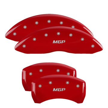 Cubiertas de pinza MGP 4 grabadas delanteras y traseras MGP Acabado rojo plateado ch