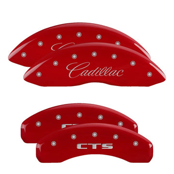 Cubiertas de pinza MGP 4 Grabado delantero cursivo/Cadillac grabado trasero CTS Acabado rojo plateado ch