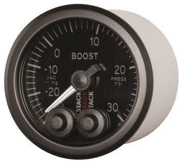 Autometer Stack Instruments Medidor de presión de refuerzo de control profesional de 52 mm -30 INHG a +30 PSI - Negro