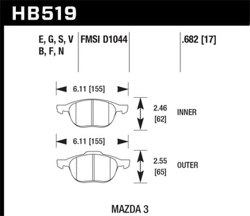 Hawk 2013-2014 Ford Escape (solo FWD) HPS 5.0 Pastillas de freno delanteras