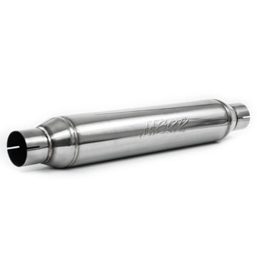 Resonador universal MBRP Entrada/salida de 2,5 pulgadas Cuerpo de 22 pulgadas Total de 26 pulgadas T304