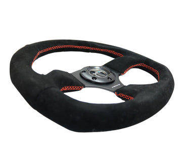 Volante reforzado NRG (320 mm horizontal / 330 mm vertical) Gamuza con puntada roja