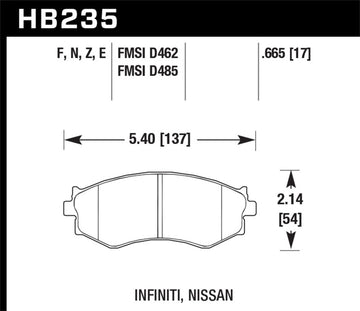 Hawk 91-96 Infiniti G20/ Nissan 240SX/ Sentra HPS Street Pastillas de freno delanteras