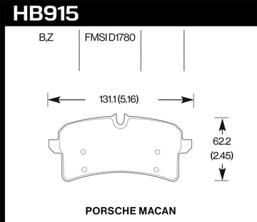Pastillas de freno traseras Hawk 16-18 Porsche Macan HPS 5.0 Street